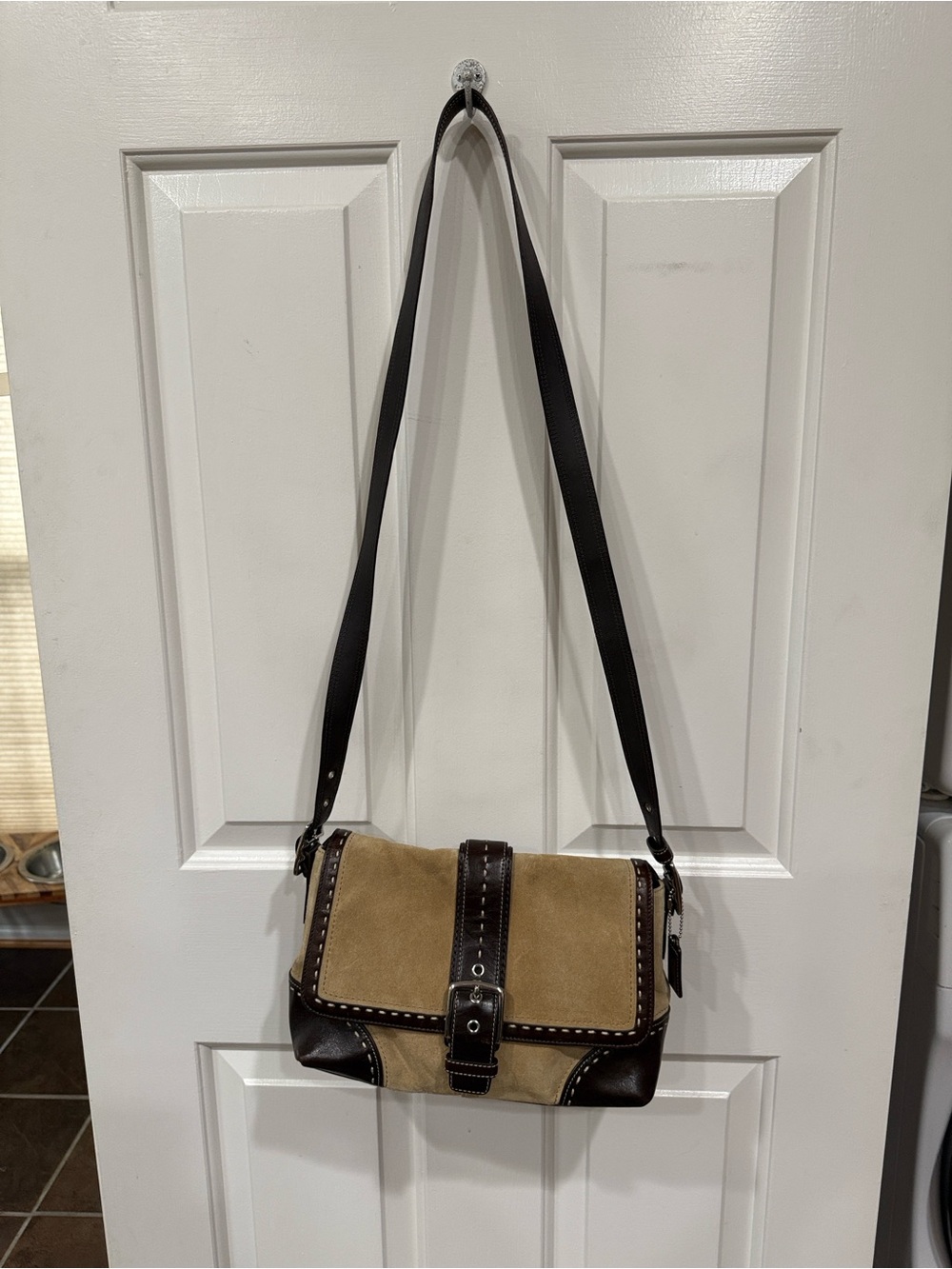 Coach Vintage Soho Suede Buckle Flap Shoulder Bag Brown & Tan